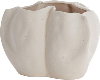 Light & Living Vaso Sanguli De Cer&aacute;mica Color Crema - 33,5x33x22,5 Cm