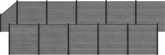 vidaXL Conjunto De Valla 1830 X 186 Cm Wpc Y Aluminio Gris Vidaxl