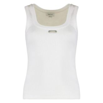 Alexander McQueen Alexander McQueen, Sleeveless Tops, female, White, Size: S Placket Tank Top