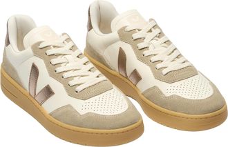Veja Womens Sneakers V-90 Leather Pure Bronze Natural Trainers