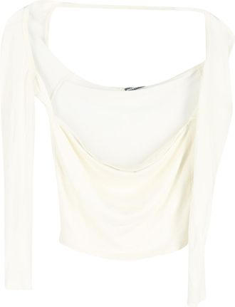 Jacquemus Jacquemus Le T-shirt Lucciu Stretch Woven Top in White Lyocell