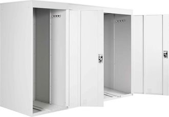 Hhg Garage armadio biciclette con serratura HHG 802 metallo verniciato box triplo grigio chiaro