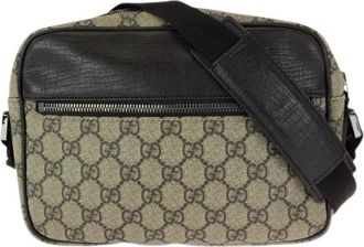 Gucci Pre-owned Cross Body Bags, female, Beige, Size: ONE SIZE Pre-owned GG Supreme Canvas Leather Shoulder Bag