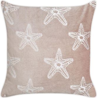 Beliani Coj&iacute;n De Terciopelo 45 X 45 Cm Cuadrado Marina Relleno Poli&eacute;ster Estrella De Mar Rosa Ceramium