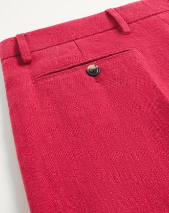 Valentino Bermuda In Lino Con Risvolto Uomo ROSSO CILIEGIA 48