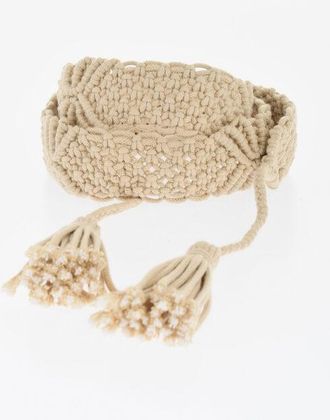 Dsquared2 Macramé Cotton Belt with Raffia Detail 40mm size Unica