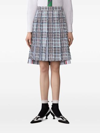 Thom Browne Gonna midi plissettata a quadri - Blu