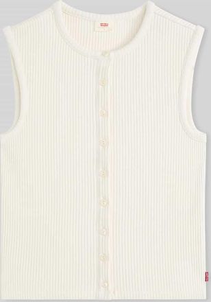 Levi's Slim Fit Top in Rippstrick mit Knopfleiste in Ecru, Gr&ouml;&szlig;e XS