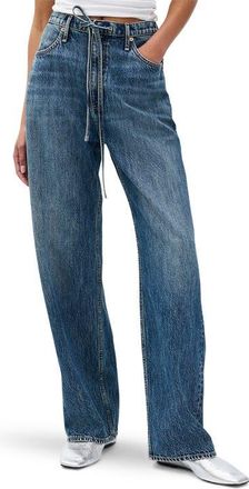 Rag & Bone Phoebe Drawstring Waist Wide Leg Jeans in Delcan at Nordstrom, Size Xx-Small