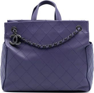 Chanel Borsa tote CC media in pelle di vitello trapuntata con tasca 2014-2015 - Viola
