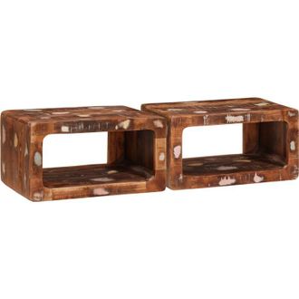 vidaXL Mesas De Noche 45 X 30 X 24 Cm Madera Maciza Reciclada Vidaxl