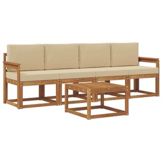 vidaXL Conjunto De Sof&aacute;s De Exterior Con Coj&iacute;n 5 Pcs Natural Y Beige Vidaxl