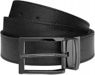 Emporio Armani Palmellato Lederen Bedrukte Omkeerbare Riem - Heren - Riemen - Zwart - ONE Size - Leer - Accessoires
