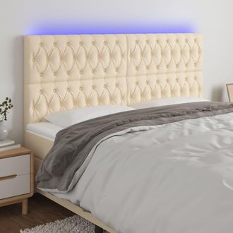 vidaXL Cabecero Con Luces Led Tela Crema 200x7x118/128 Cm Vidaxl