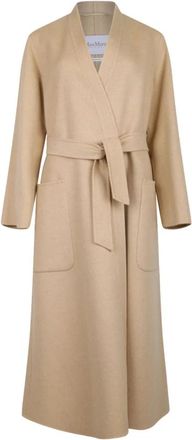 Max Mara Stijlvolle Jassen Collectie - Dames - Jas met riem - Bruin - M - Jassen