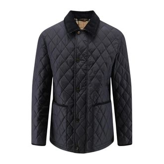 Burberry Corduroy-collar Zip Jacket - Heren - Zomerjassen - Zwart - S - Leer - Jassen