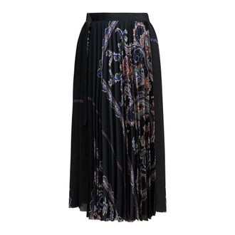 sacai Paisley Pliss&eacute; Rok - Dames - Rokken - Zwart - Maat: 2XS