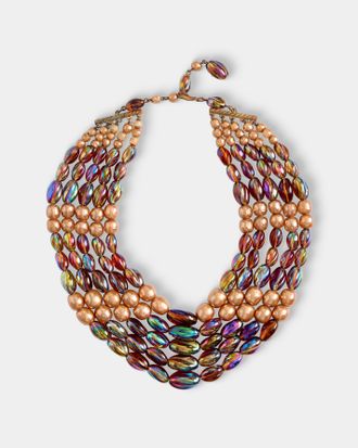 Mahnaz Collection Womens Vintage 1950 Schiaparelli Five-Strand Beaded Necklace