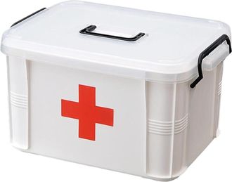 OEM Botiquines, Caja De Almacenamiento De Medicamentos, Caja De Almacenamiento Port&aacute;til De 2 Niveles Con Cierre Herm&eacute;tico Y Tapa Transparente, Organizador