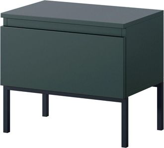 Selsey Selsey Comodino Per Camera Da Letto Con Cassetto 43 x 49 cm Comodino Da Notte Con Gambe Nere Per Soggiorno Camera Ufficio Verde Scuro Bemmi