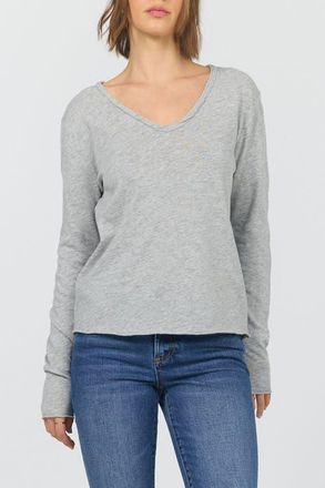 Dear John Denim Vanya Long Sleeve V-Neck Slub Knit T-Shirt in Heather Grey at Nordstrom, Size X-Small