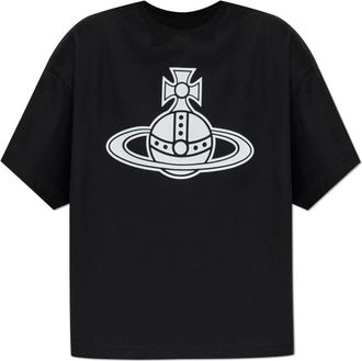 Vivienne Westwood T-shirt met bedrukt logo - Dames - T-shirts - Zwart - S - Katoen - Tops