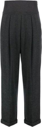 Brunello Cucinelli Dark Grey Wool High Waist Trousers, Size Medium