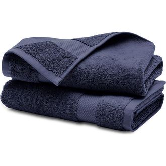 Boll & Branch Plush Set of 2 Hand Towels in Coastal Navy at Nordstrom