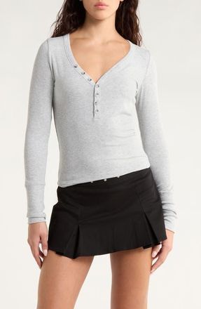 PacSun Payton V-Neck Henley in Gray at Nordstrom, Size X-Large