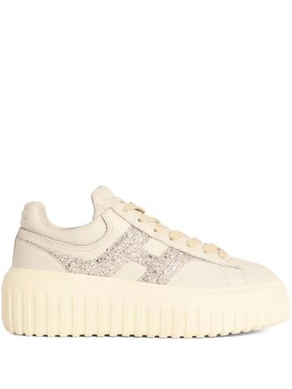 Hogan H stripes glitter sneakers - Neutrals