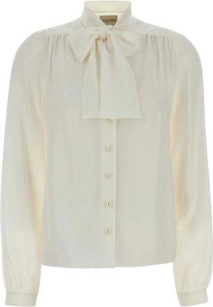 Valentino Garavani Crepe De Chine Shirt - Dames - Overhemden - Wit - S - Overhemden