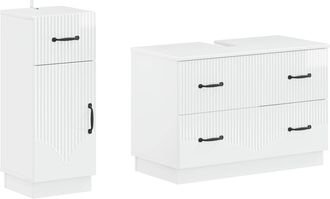 vidaXL Juego De Gabinete De Ba&ntilde;o De 2 Piezas Hoorn Blanco Brillante Vidaxl