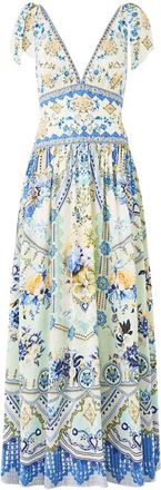 Camilla Tie Shoulder Dress My Homespun Heart - Dames - Maxi kleedjes - Veelkleurig - S - Linnen - Kleedjes
