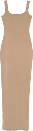 Entire studios Maxi-jurk met vierkante hals - Dames - Maxi kleedjes - Beige - L - Katoen - Kleedjes