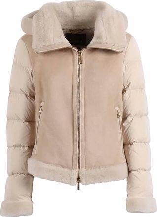 Moorer Womens Shana-Omt Bomber Jacket In Stone