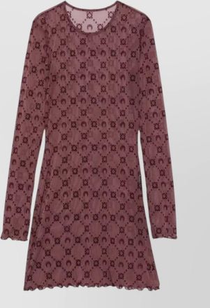 Marine Serre floral mesh long sleeve crewneck dress