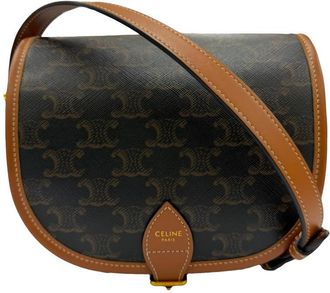 Celine Pre-owned Celine Medium Triomphe Coated Canvas Folco Crossbody Ladies TRDVNISFAWS9ZGS5