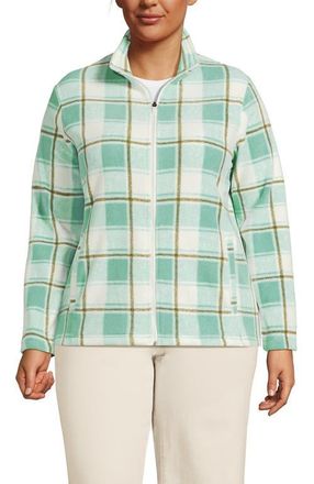 Lands End Anyweather Fleece Full Zip Jacket in Mint Sky Buff Check at Nordstrom, Size 1X