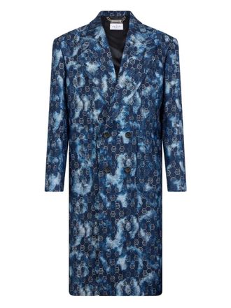 Philipp Plein jacquard double-breasted coat - Blu