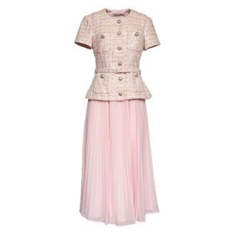 Self Portrait Midi Dresses, female, Pink, Size: 2XS Midi Dress with Blazer-Style Top