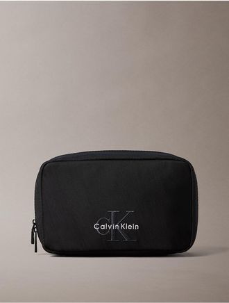 Calvin Klein Mens Bold Monologo Wash Bag - Black