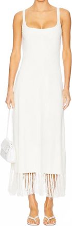 Clea Silas Fringe Knit Dress In Off White