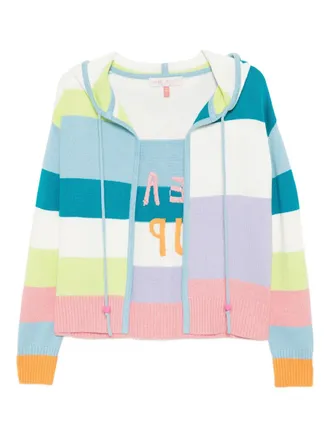 Mira Mikati embroidered striped hoodie - women - Recycled Polyamide/Organic Cotton/Silk - M - White