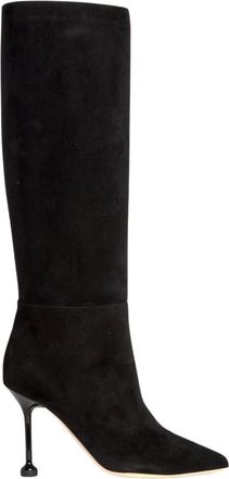 Ninalilou Black Suede Boots With Chic Button Detail