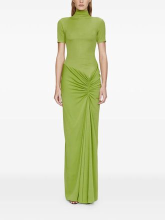 CHRISTOPHER ESBER Fusion Ruched Tee high neckline dress - women - Viscose/Spandex/Elastane - 10 - Green