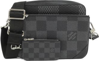 Louis Vuitton Dark Gray Graphite Coated Canvas Shoulder Bag (Pre-Owned)