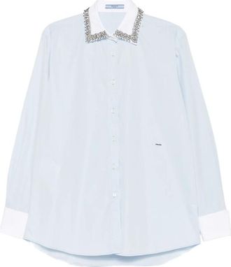 Prada Crystal-embellished Poplin Shirt
