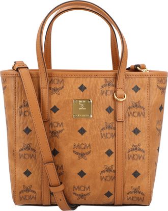MCM Womens Toni Top-Zip Shopper in Visetos - Brown Leather - One Size