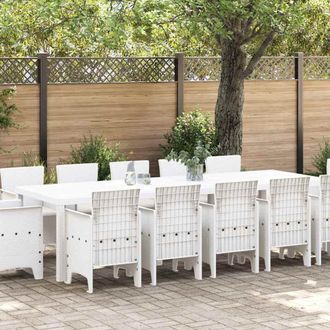 vidaXL Set Da Pranzo Per Giardino Con Cuscino 13 Pcs Bianco - Vidaxl