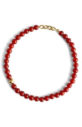 Madewell Semiprecious Stone Heart Charm Beaded Choker Necklace in Cherry at Nordstrom